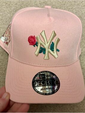 New Era Pink 9FORTY Cap with Embroidered NY and Rose